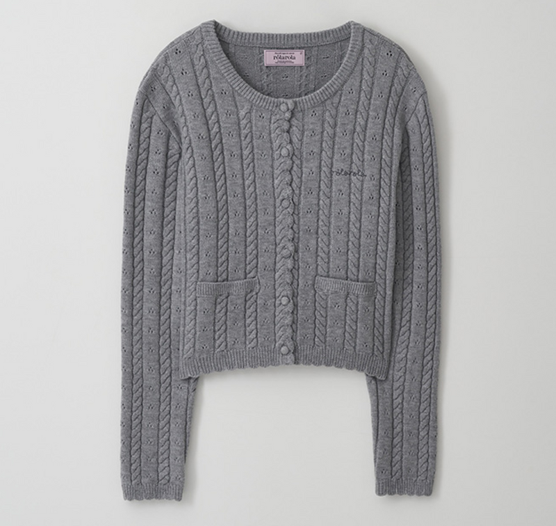 Skashi Cable Knit Cardigan Grey