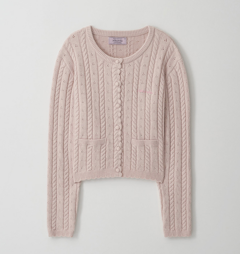 Skashi Cable Knit Cardigan Pink