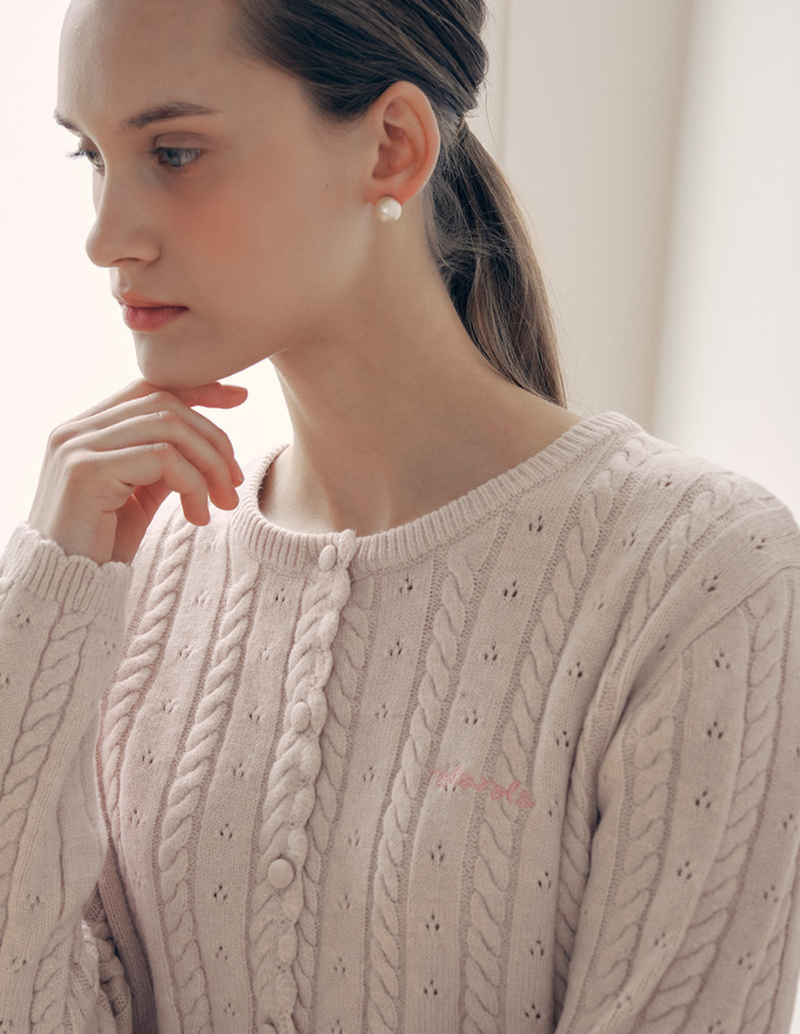 Skashi Cable Knit Cardigan Pink