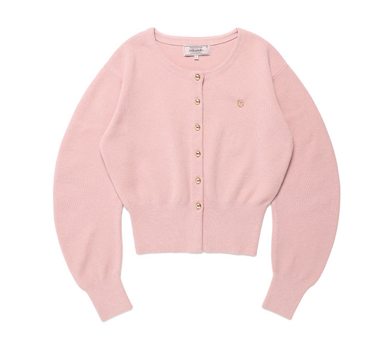 Round Volum Sleeve Cardigan Pink