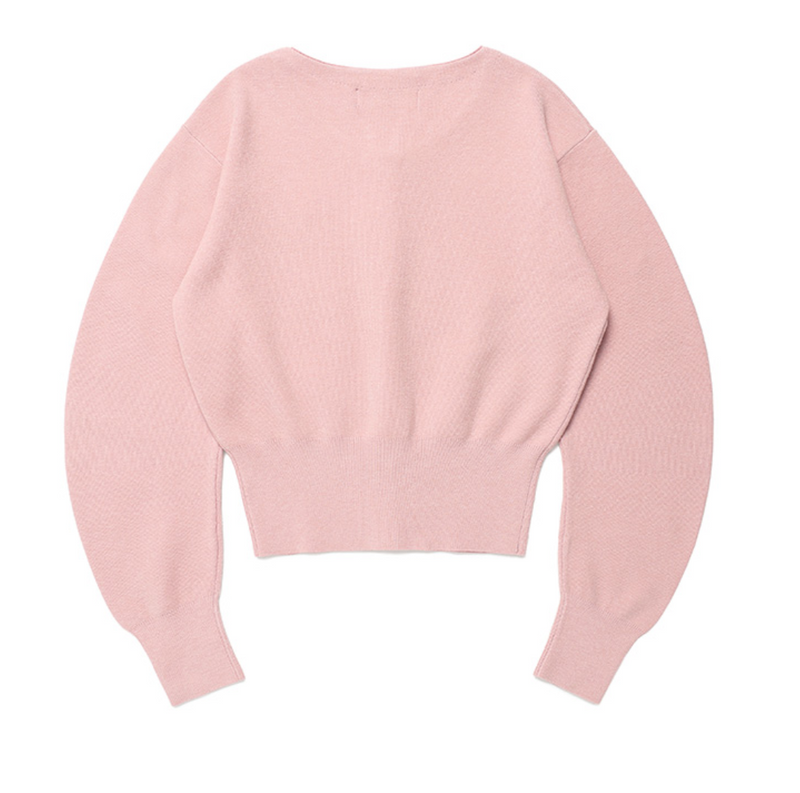 Round Volum Sleeve Cardigan Pink