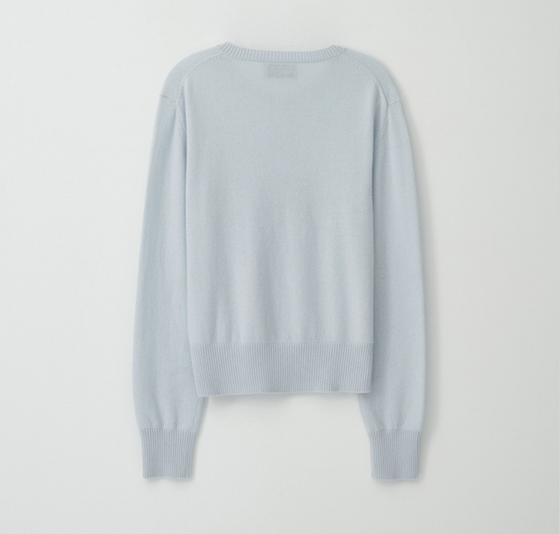 Cashmere Blended Basic Cardigan Light Blue