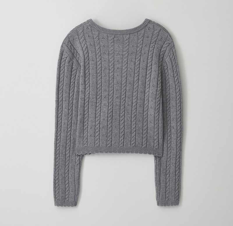 Skashi Cable Knit Cardigan Grey