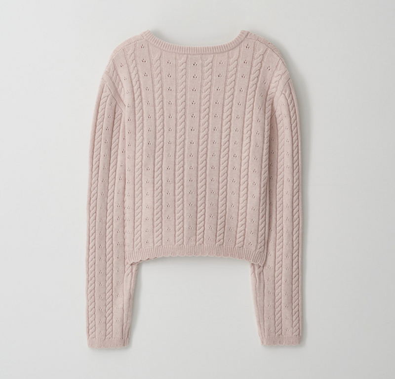 Skashi Cable Knit Cardigan Pink