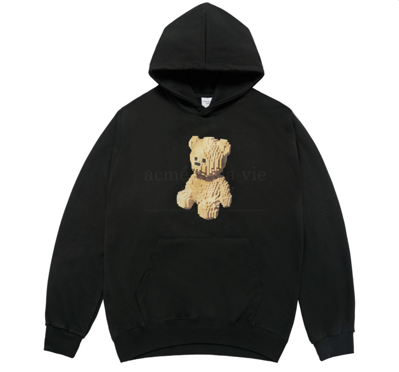 Block Bear Hoodie Black