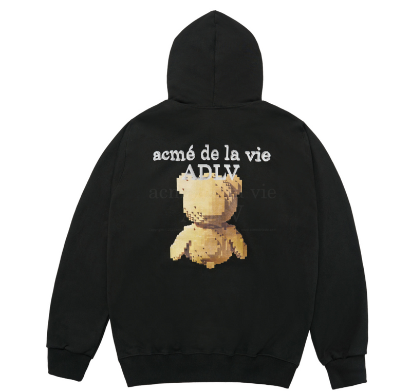 Block Bear Hoodie Black