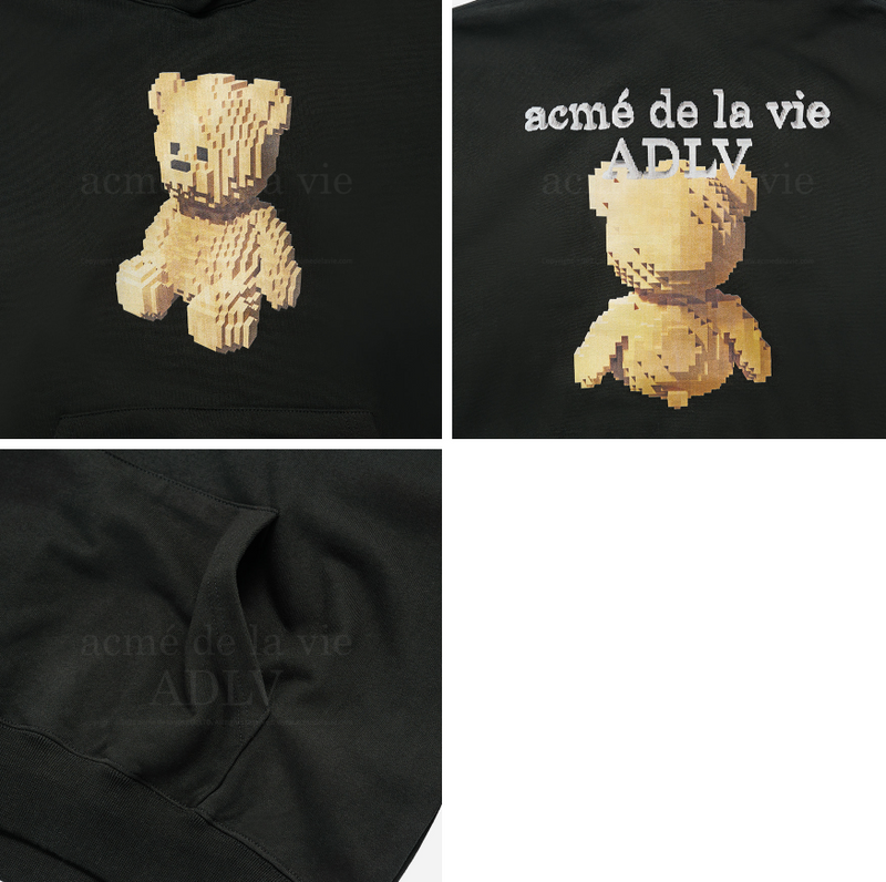 Block Bear Hoodie Black