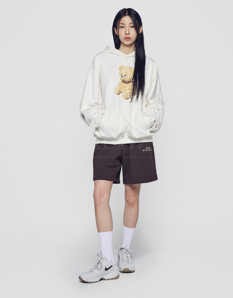 Block Bear Hoodie Cream