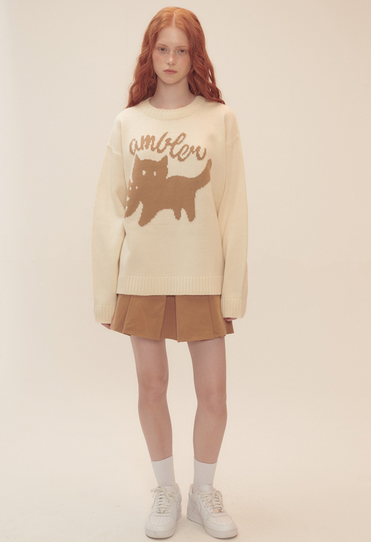 Cat Biting Cat Pull Over Knit Sweater