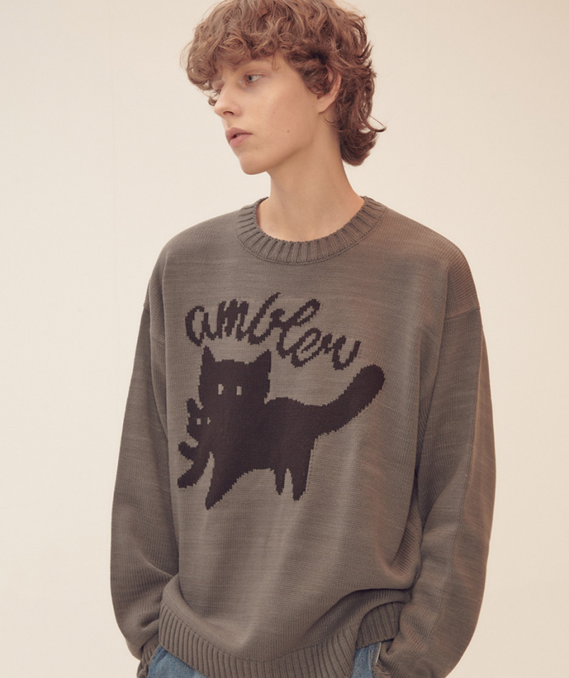 Cat Biting Cat Pull Over Knit Sweater