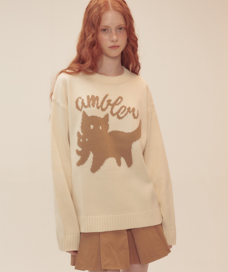 Cat Biting Cat Pull Over Knit Sweater