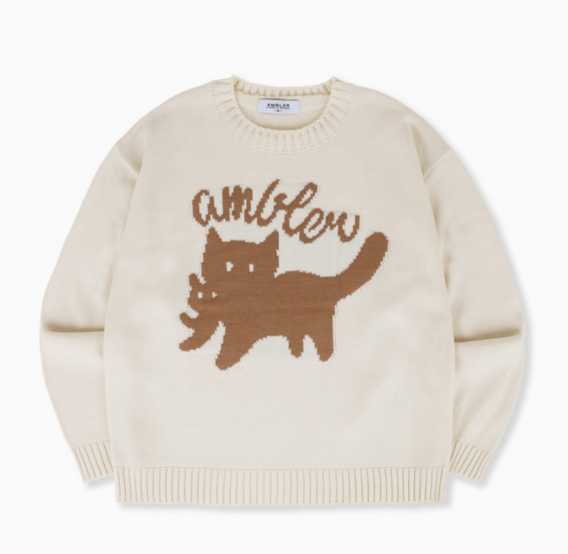 Cat Biting Cat Pull Over Knit Sweater