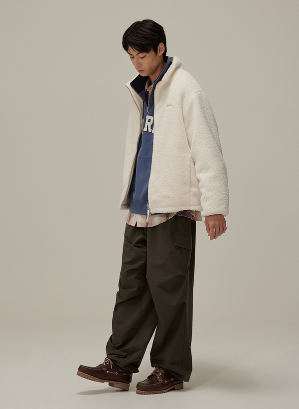 Stand Collar Reversible Sherpa Jacket