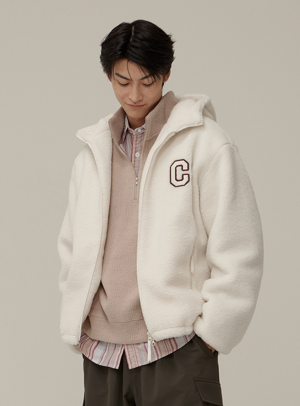 Arch Logo Hoodie Sherpa Jacket