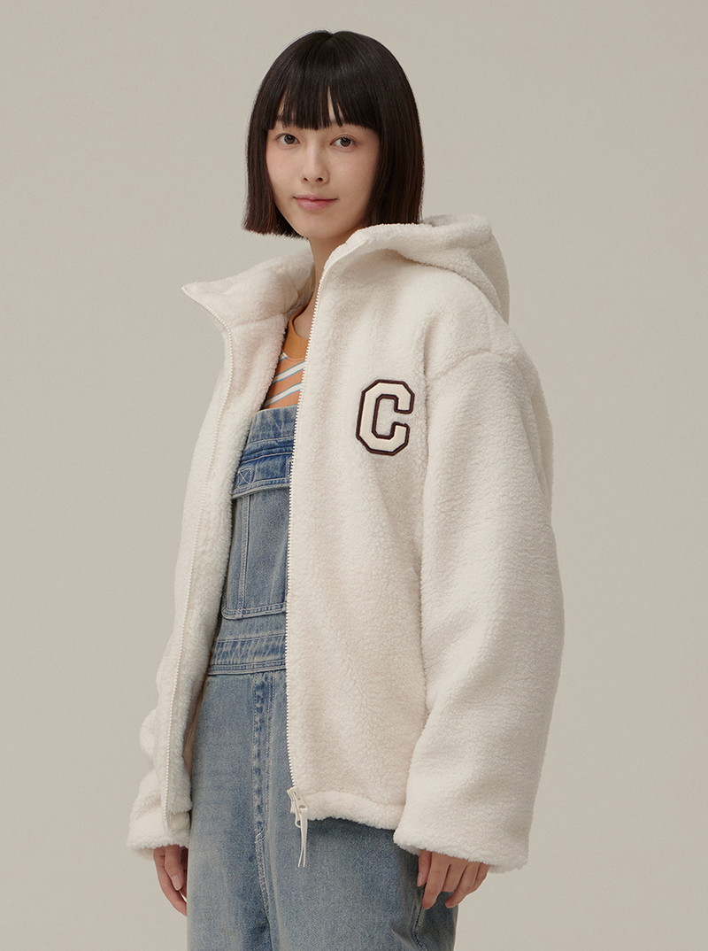 Arch Logo Hoodie Sherpa Jacket