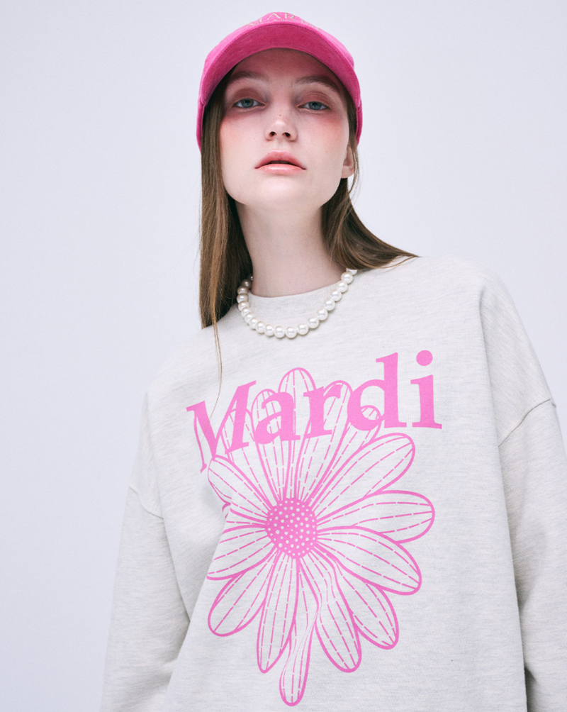 Sweatshirt Flowermardi Oatmeal Pink