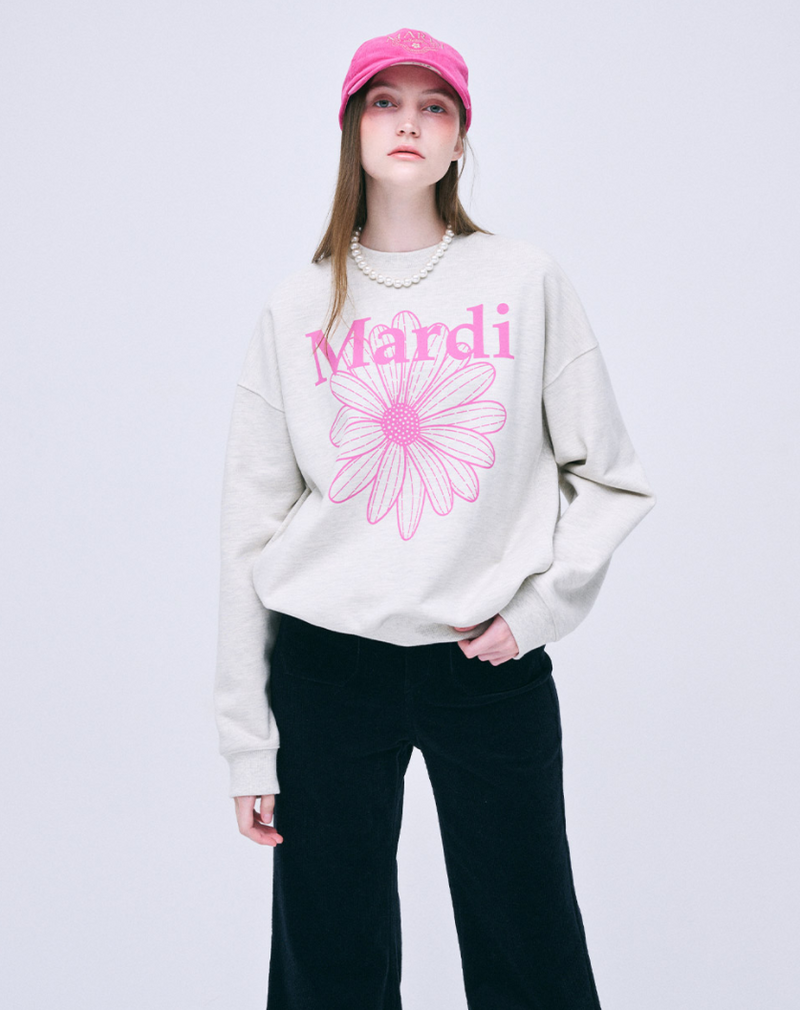 Sweatshirt Flowermardi Oatmeal Pink