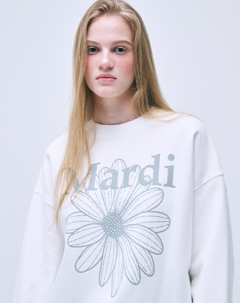 Sweatshirt Flowermardi White Light Grey