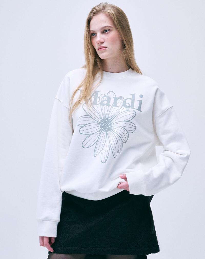 Sweatshirt Flowermardi White Light Grey