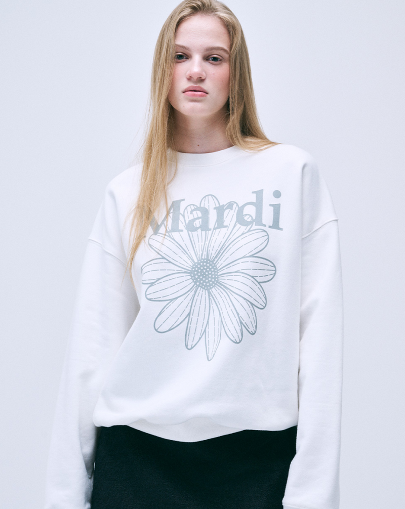 Sweatshirt Flowermardi White Light Grey