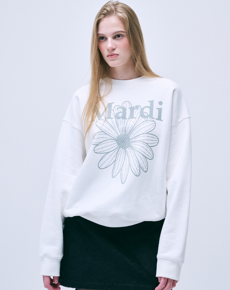 Sweatshirt Flowermardi White Light Grey