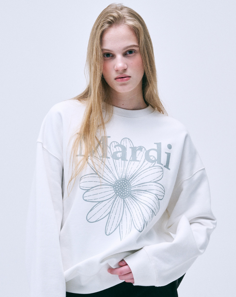 Sweatshirt Flowermardi White Light Grey