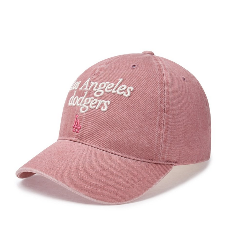 Varsity Lettering Washed Unstructured Ball Cap LA Dodgers Pink