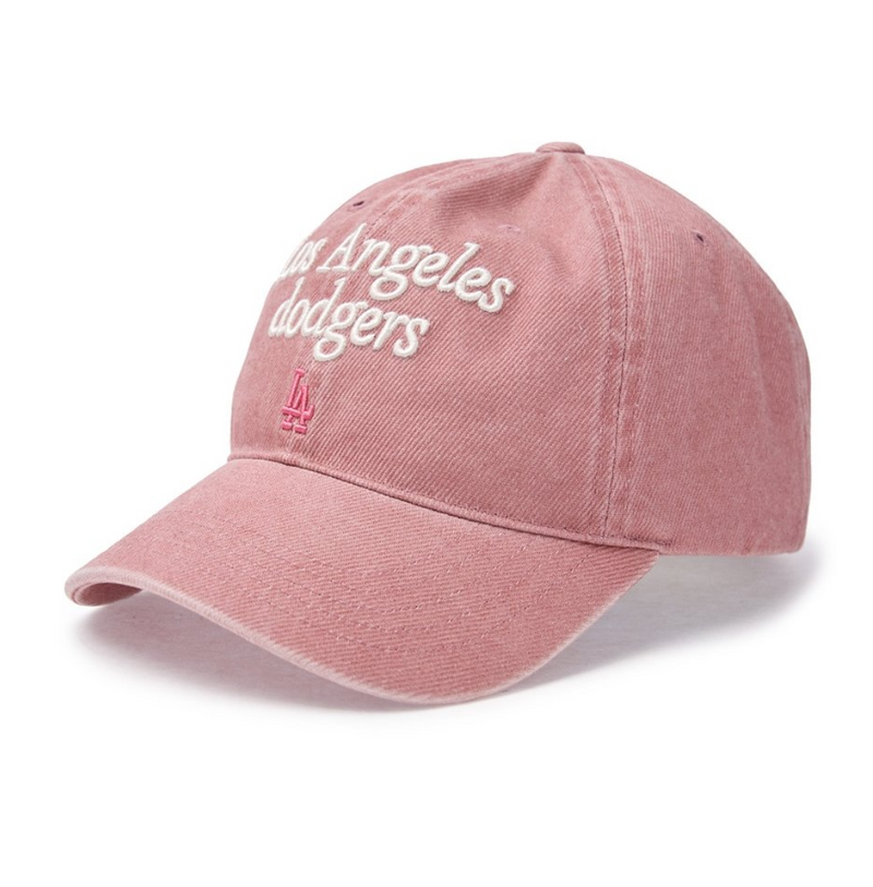 Varsity Lettering Washed Unstructured Ball Cap LA Dodgers Pink