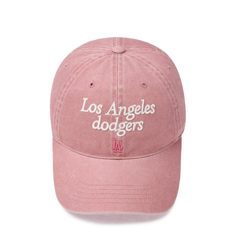 Varsity Lettering Washed Unstructured Ball Cap LA Dodgers Pink