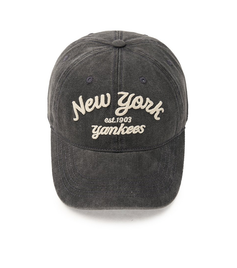 Varsity Lettering Color Denim Unstructured Ball Cap NY Yankees Grey