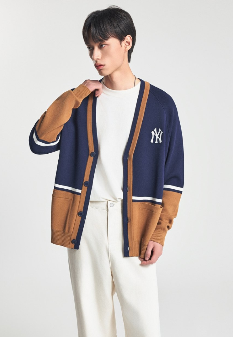 Varsity Colorblock Button Cardigan Yankees NY