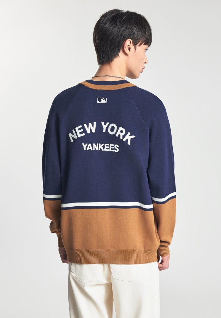 Varsity Colorblock Button Cardigan Yankees NY