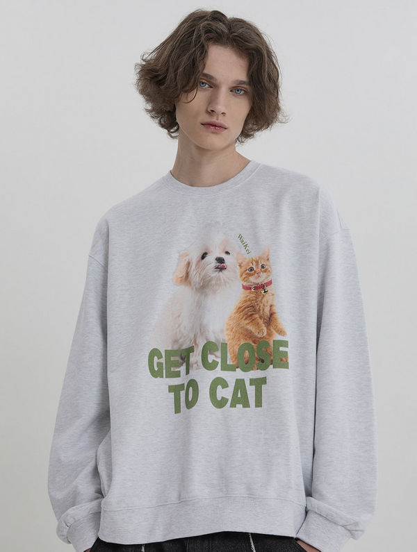 Maltese and Cheesecat Sweatshirt Melange White