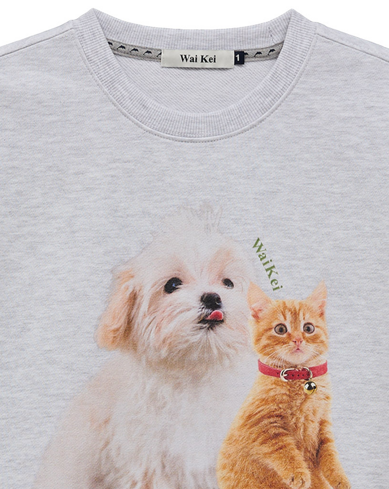 Maltese and Cheesecat Sweatshirt Melange White