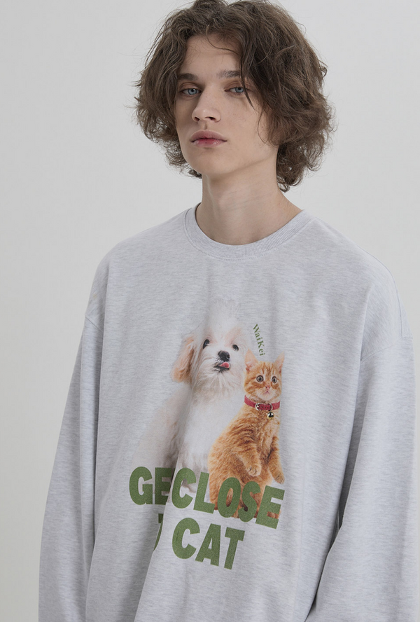 Maltese and Cheesecat Sweatshirt Melange White