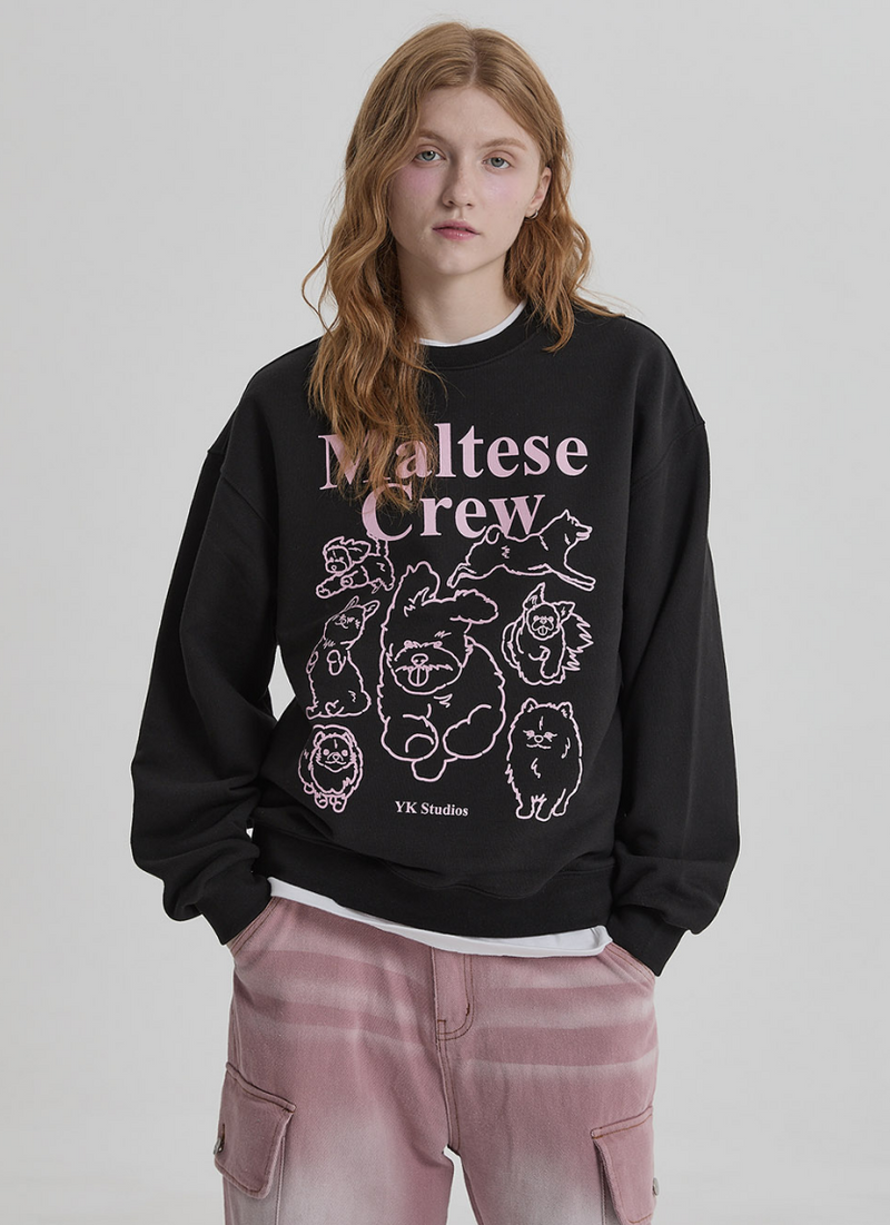 Maltese Crew Line Graphic Sweatshirt Black