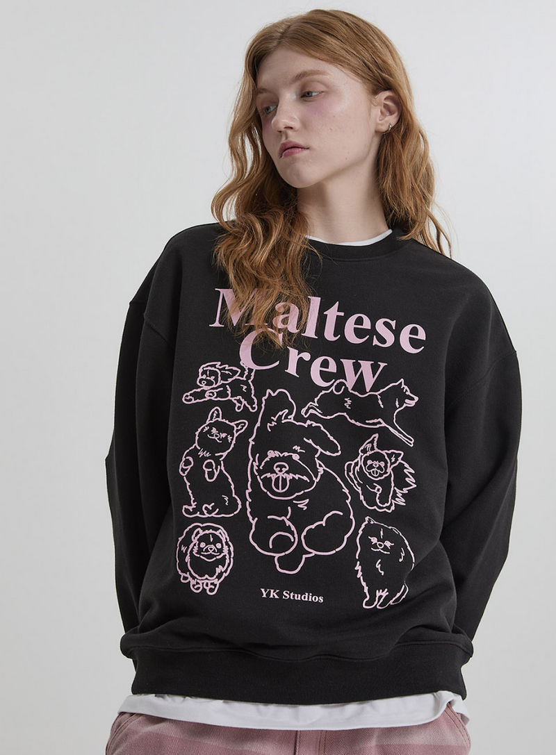 Maltese Crew Line Graphic Sweatshirt Black