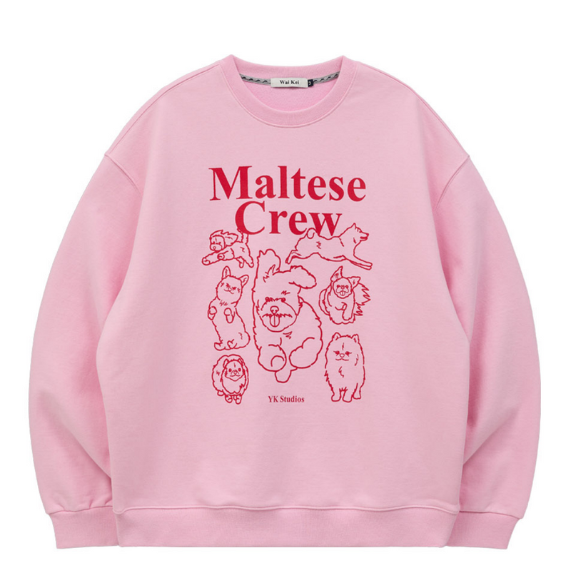 Maltese Crew Line Graphic Sweatshirt Pink