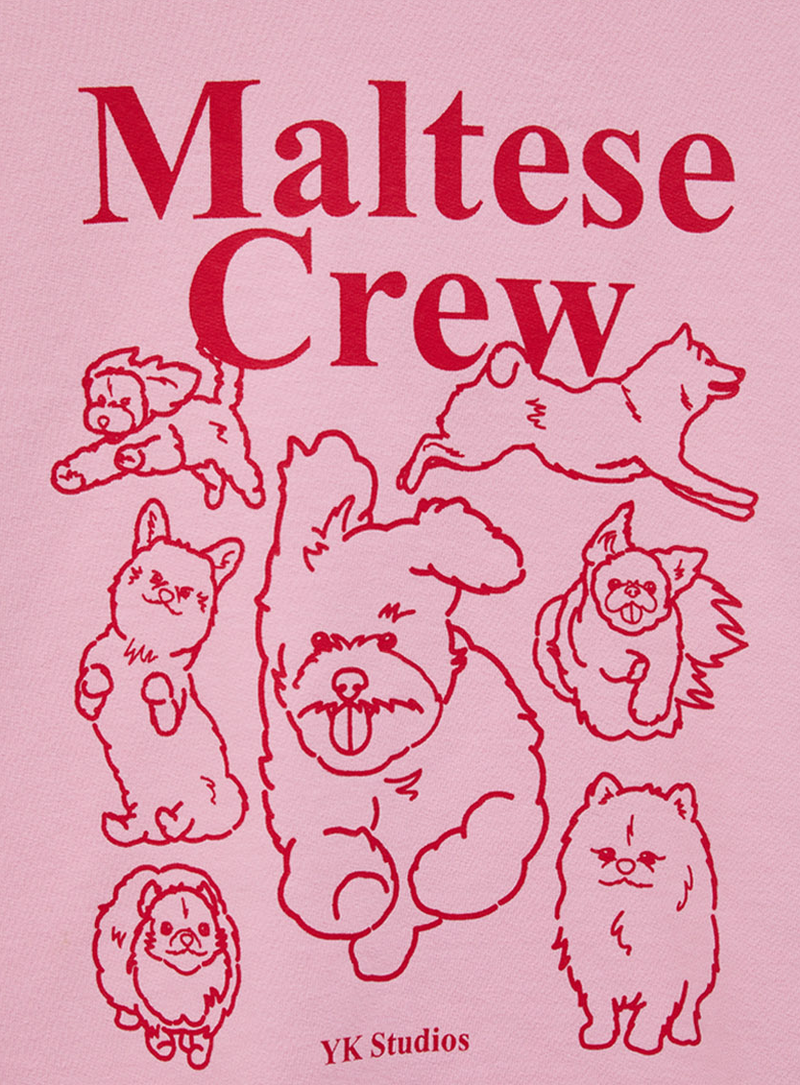 Maltese Crew Line Graphic Sweatshirt Pink