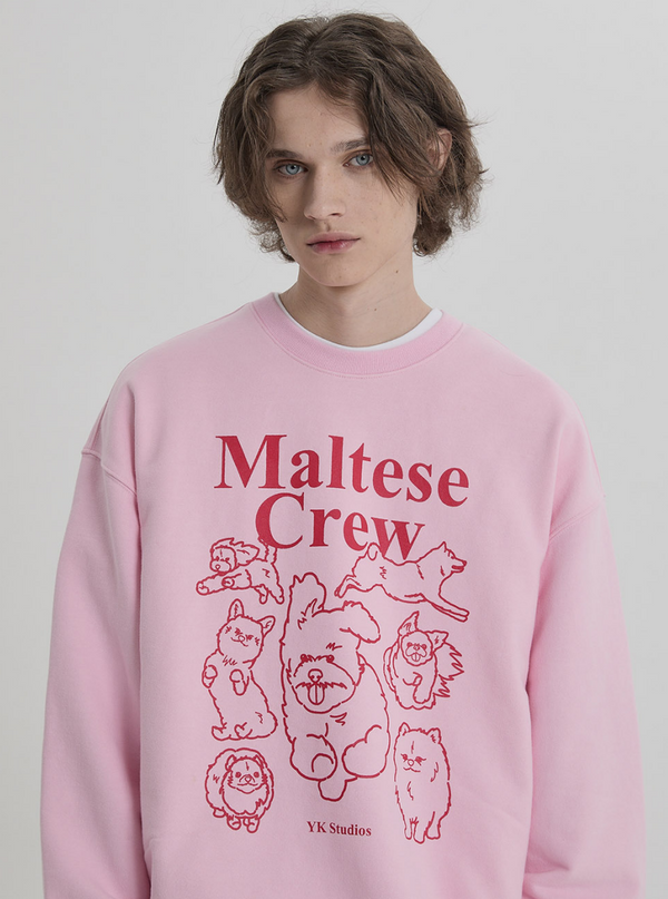 Maltese Crew Line Graphic Sweatshirt Pink