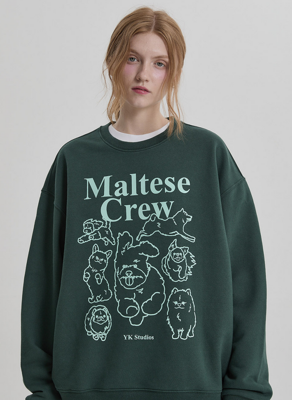 Maltese Crew Line Graphic Sweatshirt Green