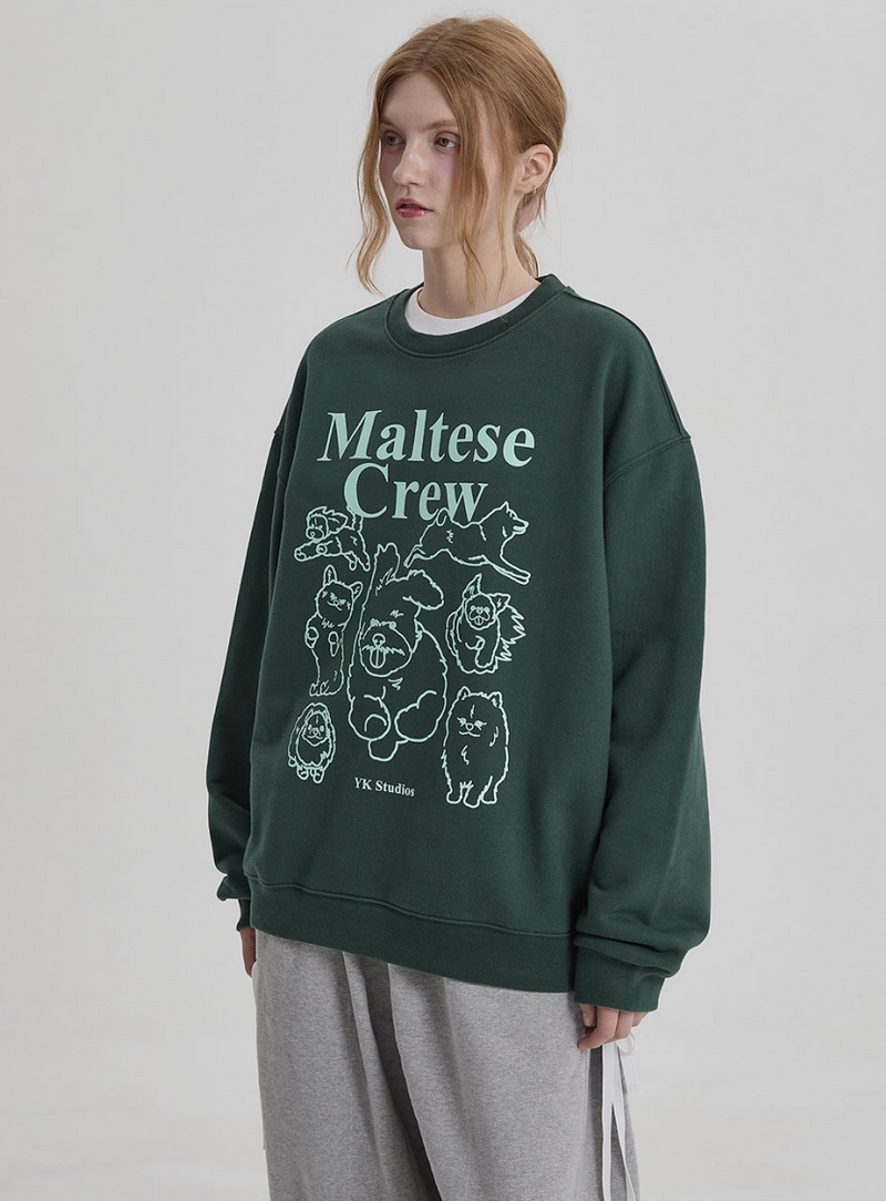 Maltese Crew Line Graphic Sweatshirt Green