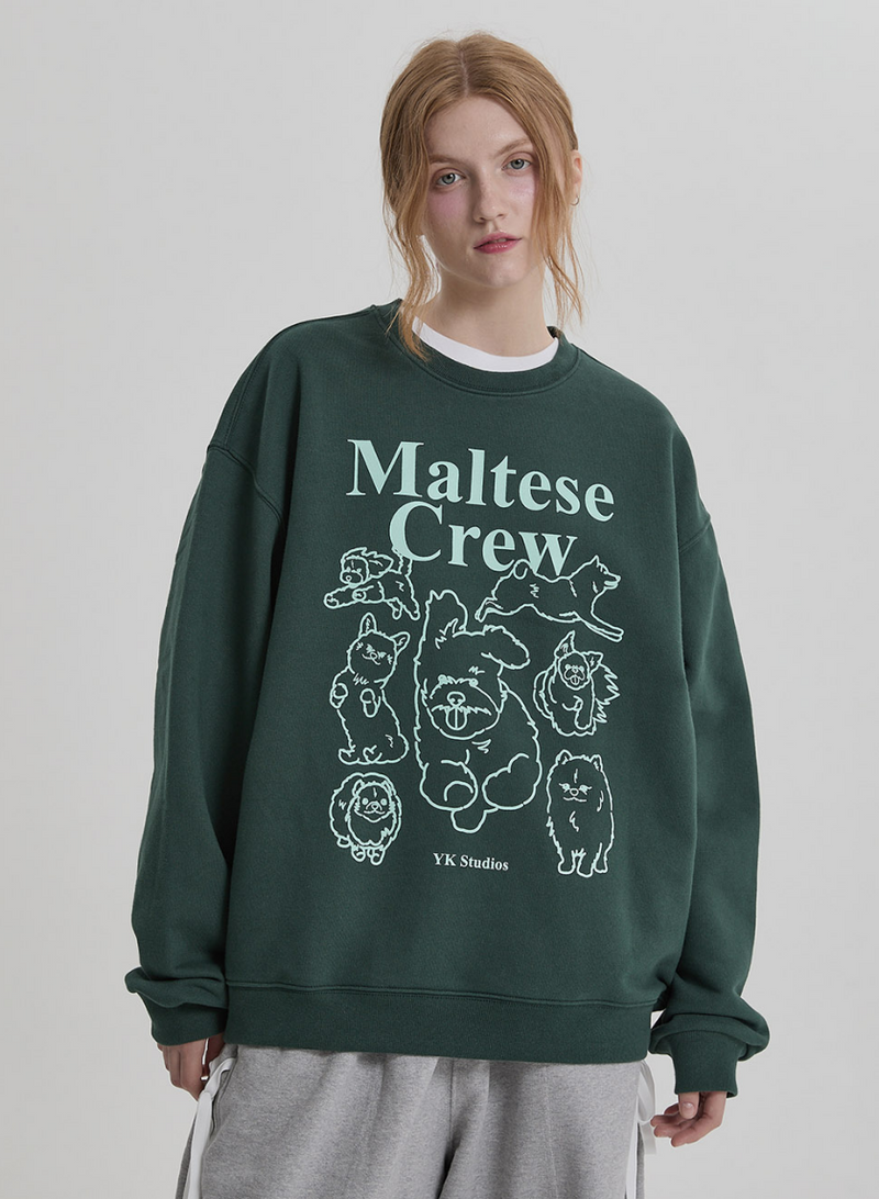 Maltese Crew Line Graphic Sweatshirt Green