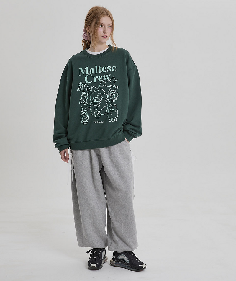 Maltese Crew Line Graphic Sweatshirt Green