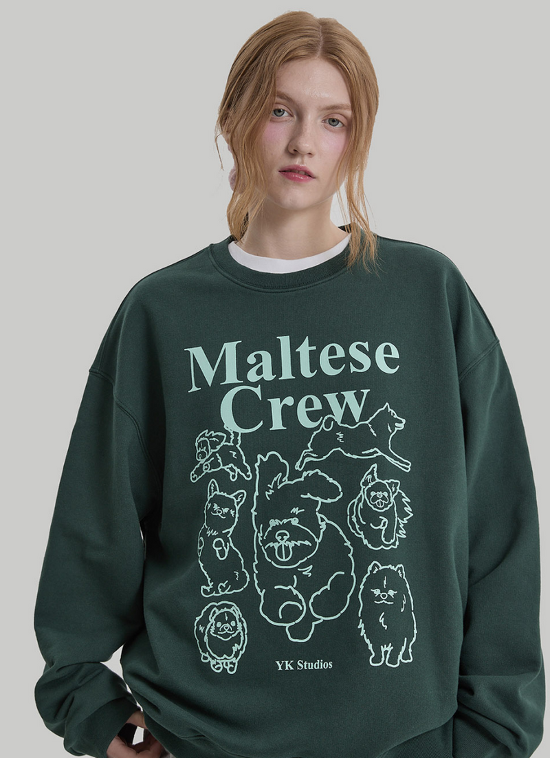 Maltese Crew Line Graphic Sweatshirt Green