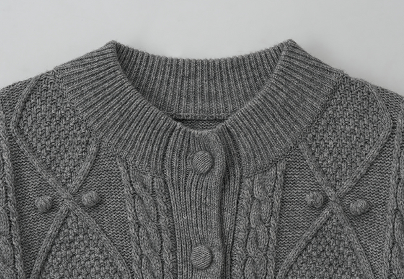 Wool Button Cable Cardigan