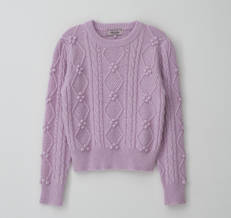 Pompom Cable Knit Sweater