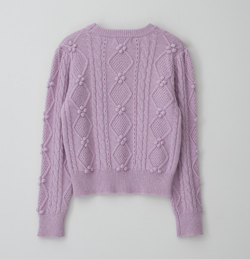 Pompom Cable Knit Sweater