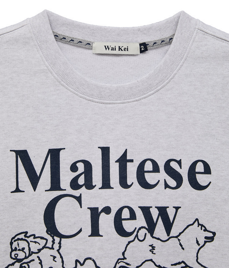 Maltese Crew Line Graphic Sweatshirt Melange White with Black