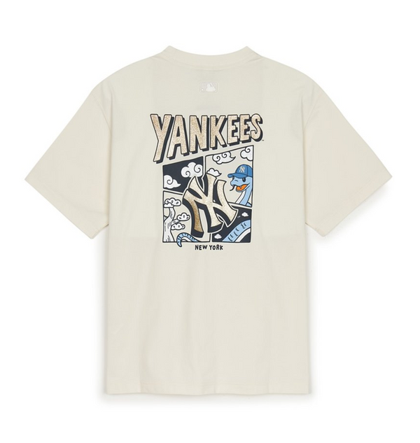 New Year Snake Cartoon Graphic Overfit T-shirt Yankees Cream